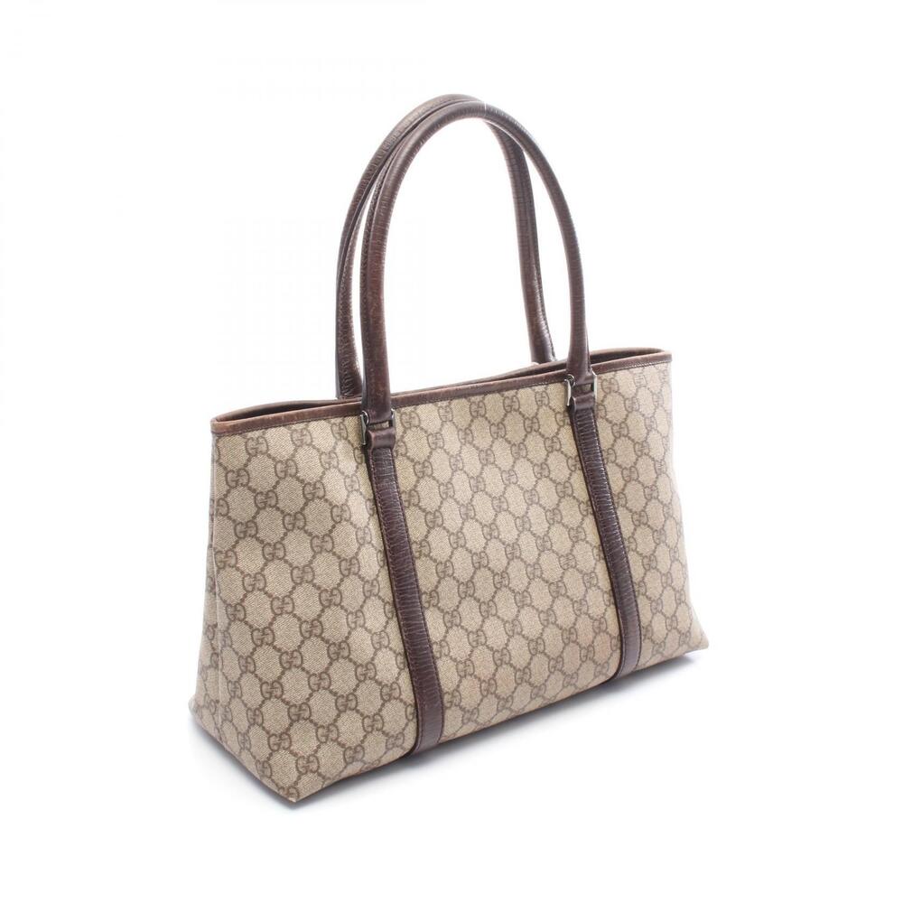 Gucci Supreme GG Bag Tote Leather Beige Brown Canvas Tan Brown